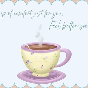 Carte Bon rétablissement - Tasse réconfortante| Carte de voeux imprimable