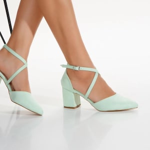 Wedding Shoes, Bride Wedding Shoes, Blue Crisscross Strap Wedding Heels | Block Heel Bridal Shoes | Modern Bridesmaid Heels Comfort shoes