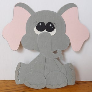 Embellecimiento de página de álbum de recortes prefabricado hecho a mano, decoración de baby shower de elefante bebé de 5" TODO el papel reconstruido