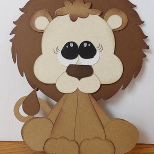 Handmade Premade Scrapbook page Embellishment , Baby Lion 5" Baby Shower decoration ALL Paper pieced