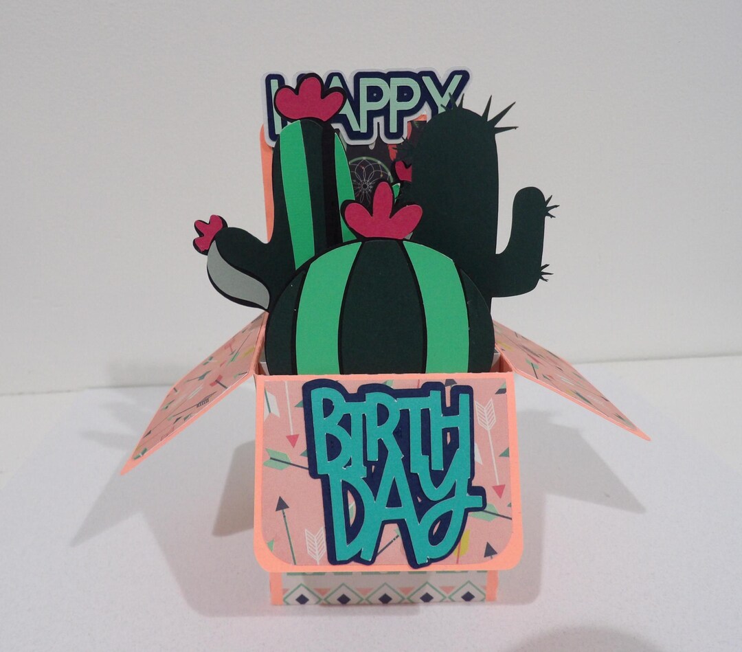 Handmade Greeting Card Pop up Box Card Exploding 3D CACTUS Happy ...