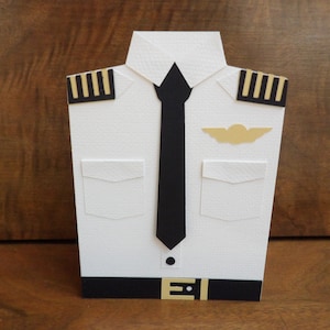 Handmade Greeting Card Pilot Uniform Card, Airforce Us Navy, Military Retirement Boot Camp Birthday Thank you for your service Personalized image 1