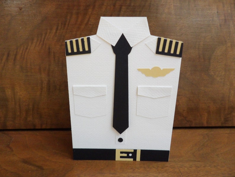 Handmade Greeting Card Pilot Uniform Card, Airforce Us Navy, Military Retirement Boot Camp Birthday Thank you for your service Personalized image 1