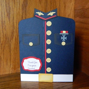 Handgemaakte wenskaart/envelop Uniforme kaart Kustwacht, maritiem, leger, pensioen, promotie, verjaardag Bedankt voor je service!