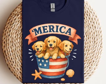 Camiseta patriótica de Golden Retriever: camiseta del 4 de julio para amantes de los perros estadounidenses