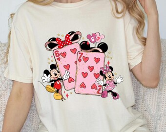 Comfort Colors Disney Playing Cards Valentine 6 7 Shirt :Matching Mickey and Minnie Valentines Shirt, Six Seven Valentines Tee