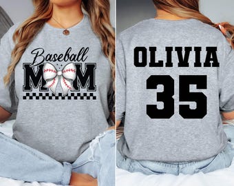 Custom Baseball Mom Shirt: Personalized Name & Number Tee