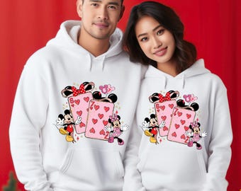 Disney Playing Cards Valentine 6 7 Hoodie :Matching Mickey and Minnie Valentines Sweatshirt, Six Seven Valentines Tee