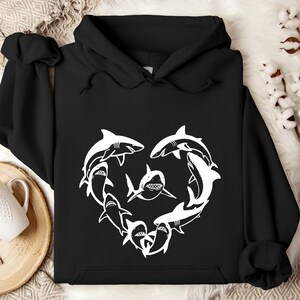 Shark Heart Shaped Sea Animal Hoodie ,Cute Shark Hoodie for Kids & Adults Unique Gift for Ocean Lovers Pet Enthusiasts bild 5