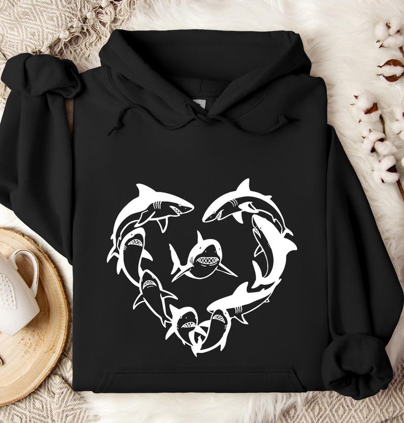 Shark Heart Shaped Sea Animal Hoodie ,Cute Shark Hoodie for Kids & Adults Unique Gift for Ocean Lovers Pet Enthusiasts bild 5
