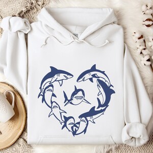 Shark Heart Shaped Sea Animal Hoodie ,Cute Shark Hoodie for Kids & Adults Unique Gift for Ocean Lovers Pet Enthusiasts bild 2