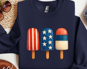 Sudadera con helado patriótico: jersey con la bandera de EE. UU. para el 4 de julio