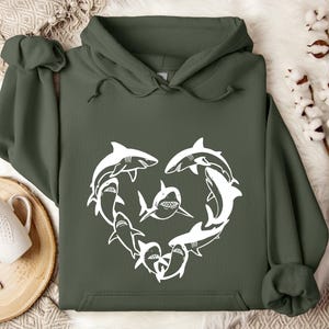 Shark Heart Shaped Sea Animal Hoodie ,Cute Shark Hoodie for Kids & Adults Unique Gift for Ocean Lovers Pet Enthusiasts bild 4