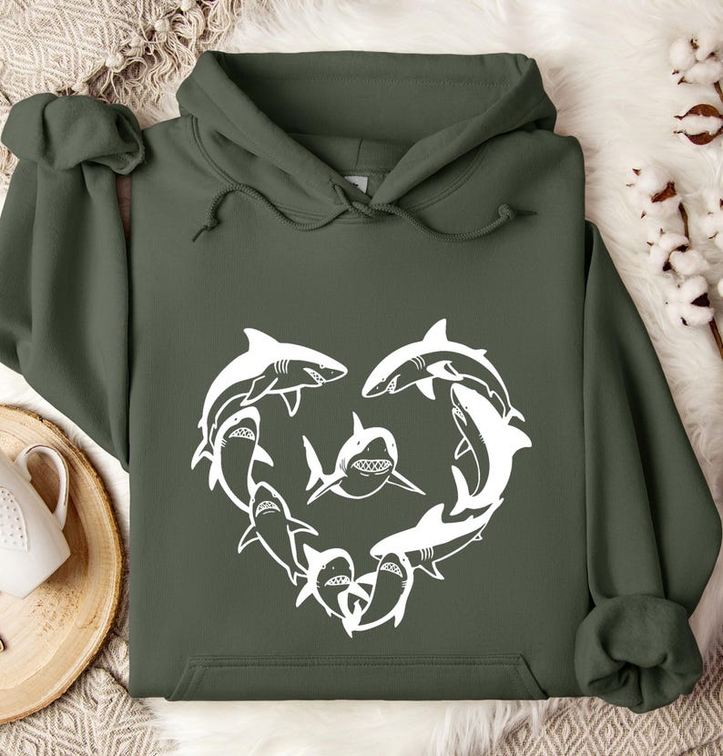 Shark Heart Shaped Sea Animal Hoodie ,Cute Shark Hoodie for Kids & Adults Unique Gift for Ocean Lovers Pet Enthusiasts bild 4