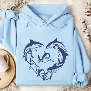 Shark Heart Shaped Sea Animal Hoodie ,Cute Shark Hoodie for Kids & Adults Unique Gift for Ocean Lovers Pet Enthusiasts bild 3