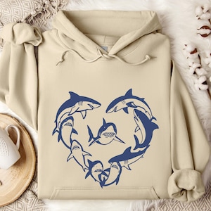 Shark Heart Shaped Sea Animal Hoodie ,Cute Shark Hoodie for Kids & Adults Unique Gift for Ocean Lovers Pet Enthusiasts bild 1