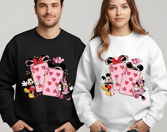 Disney Playing Cards Valentine 6 7 Sweatshirt :Matching Mickey and Minnie Valentines Sweatshirt, Six Seven Valentines Tee