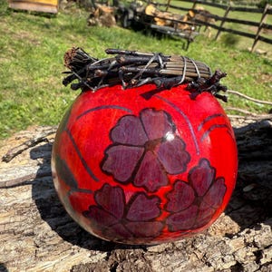 Gourd Decorative Bowl - hand painted flowers