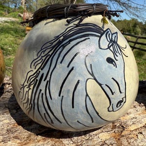 Gourd Decorative Bowl - hand painted horse