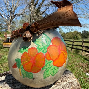 Gourd Decorative Bowl - hand painted flowers