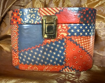 vintage holz patchwork geldbeutel