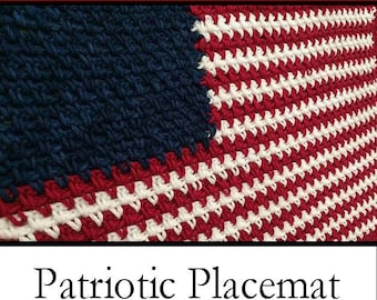 Crochet Pattern: Patriotic Placemat - Red, White and Blue