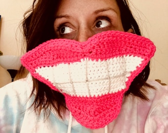 BIG SMILE face mask crochet pattern, PDF Digital Download, Crochet Pattern for Big smile face mask, funny crochet gift