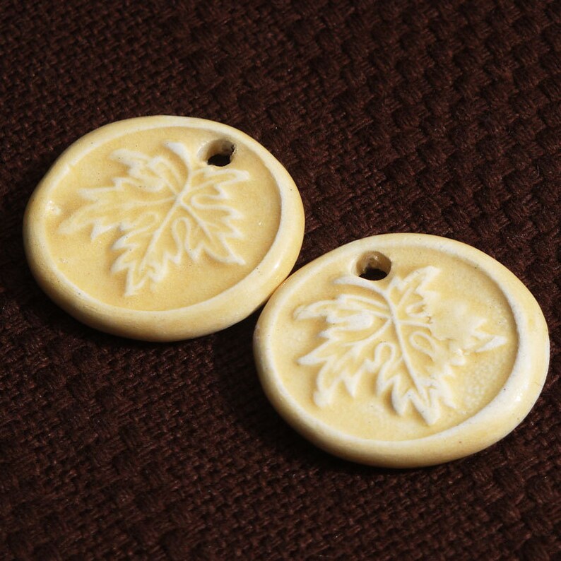 Ceramic Leaf Charms image 1