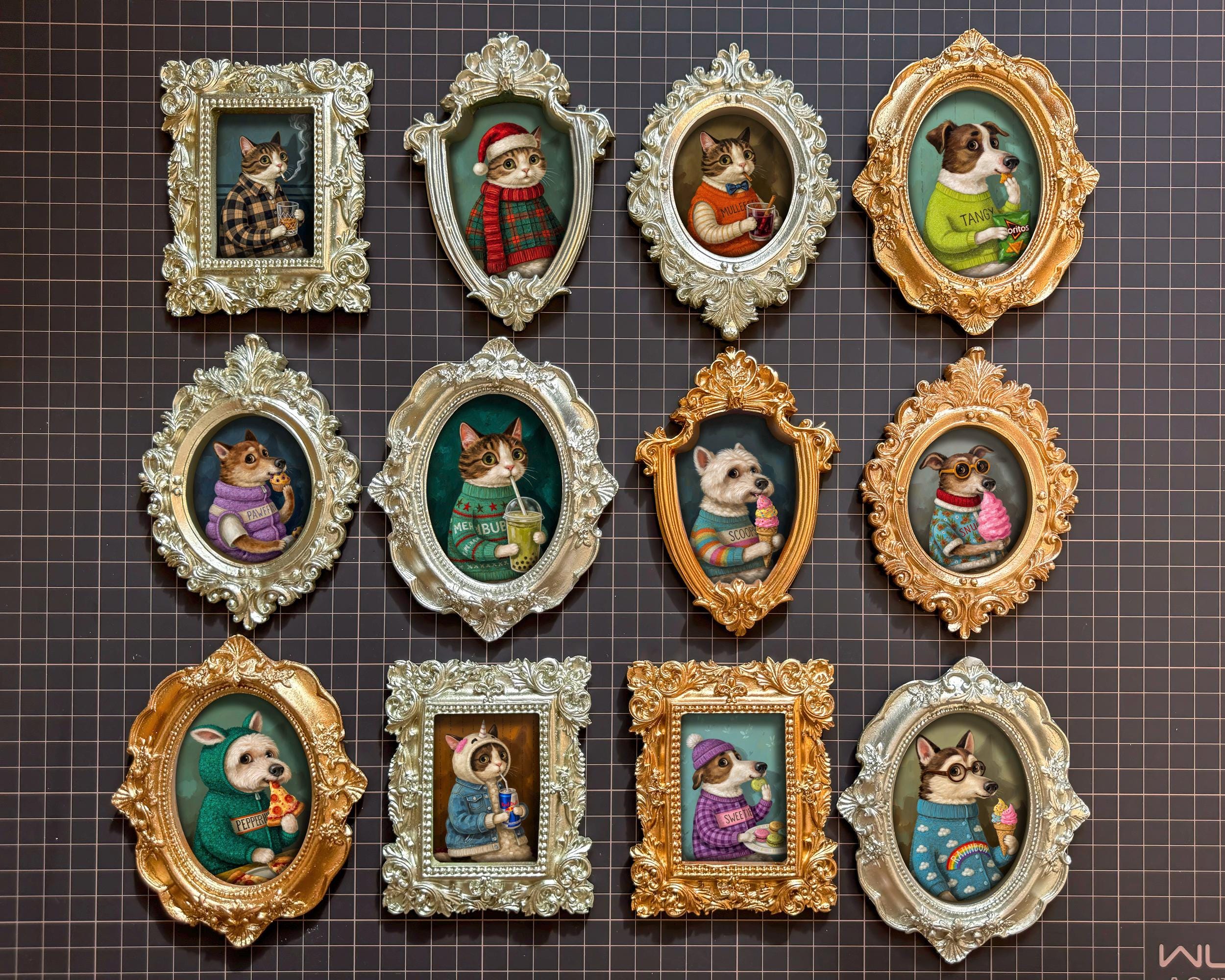Custom Pet Portrait Magnets. Vintage Hand Painted Pet Portrait Fridge Magnet Best Gift for Pet Owner and Lover