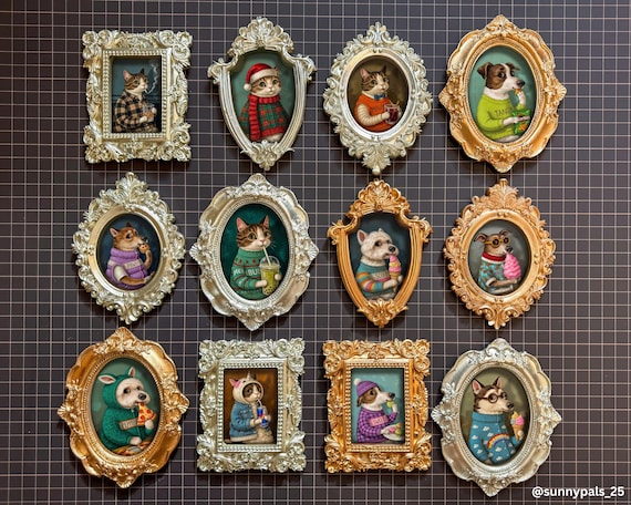 Custom Hand-Painted Pet Portrait Magnets. Vintage Pet Portrait Fridge Magnet Best Gift for Pet Owner and Lover
