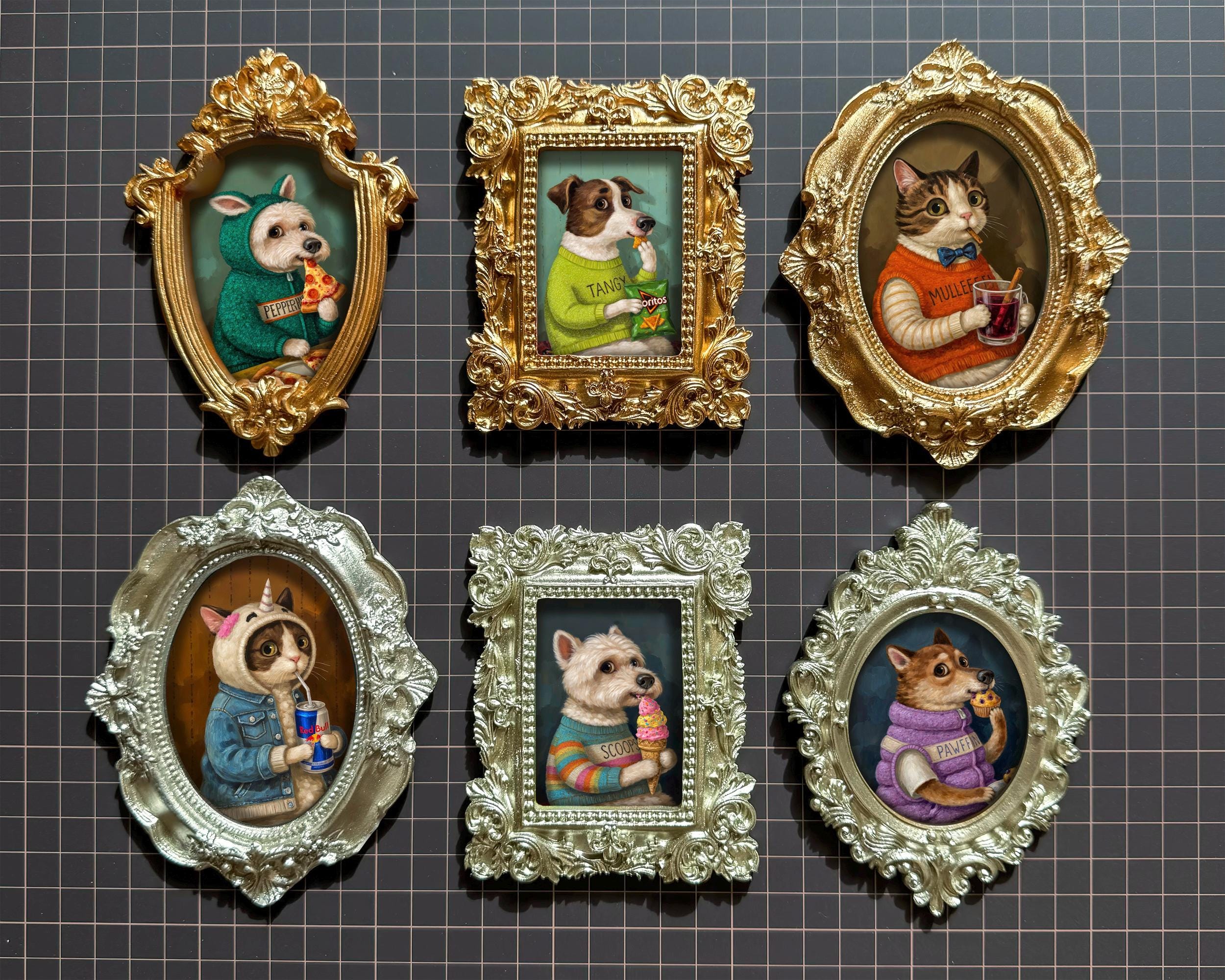 Custom Pet Portrait Magnets. Vintage Hand Painted Pet Portrait Fridge Magnet Best Gift for Pet Owner and Lover