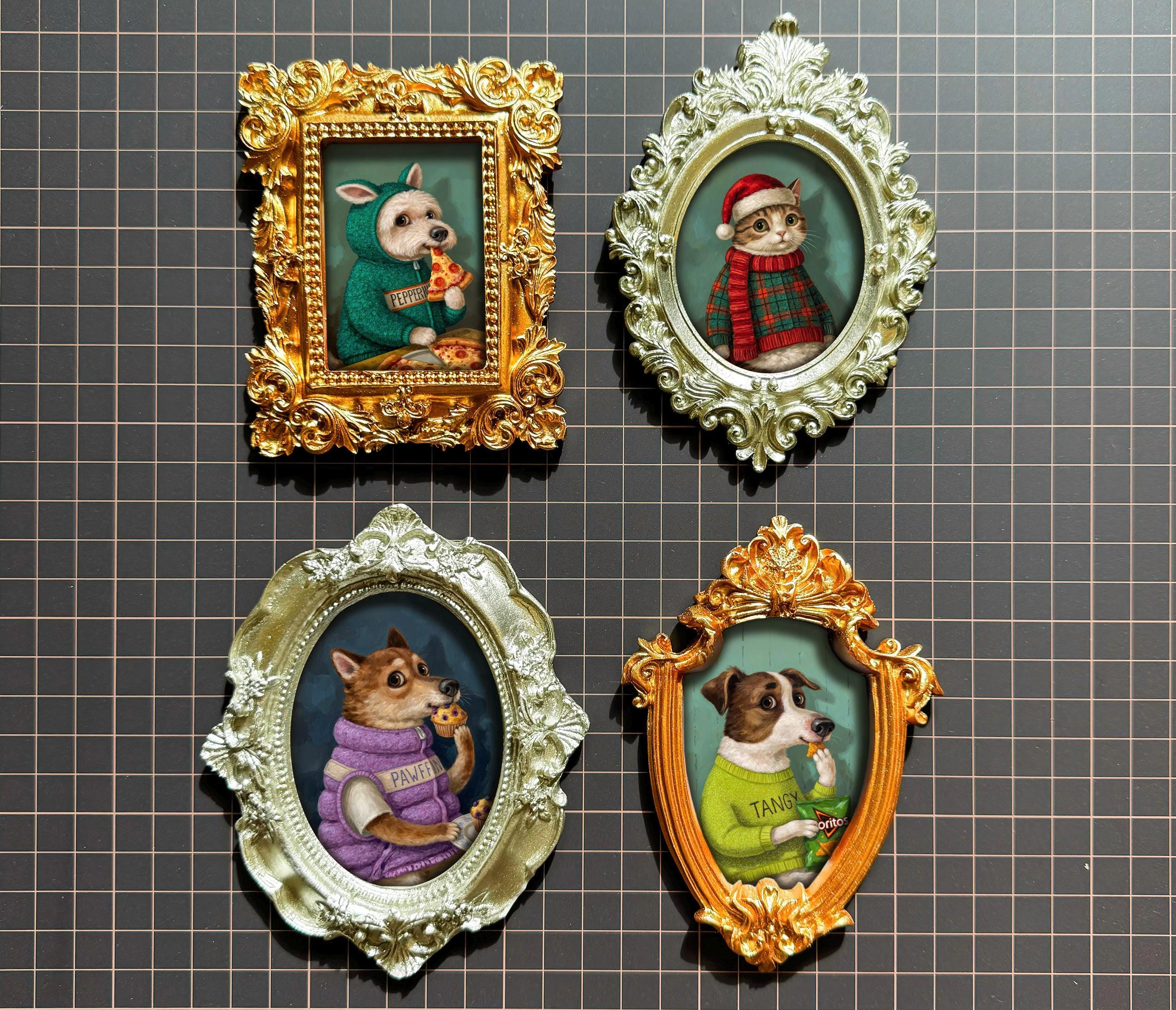 Custom Pet Portrait Magnets. Vintage Hand Painted Pet Portrait Fridge Magnet Best Gift for Pet Owner and Lover