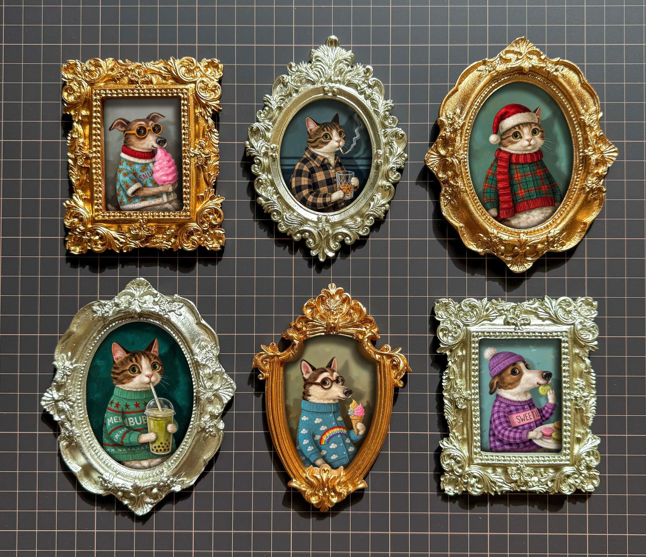 Custom Pet Portrait Magnets. Vintage Hand Painted Pet Portrait Fridge Magnet Best Gift for Pet Owner and Lover