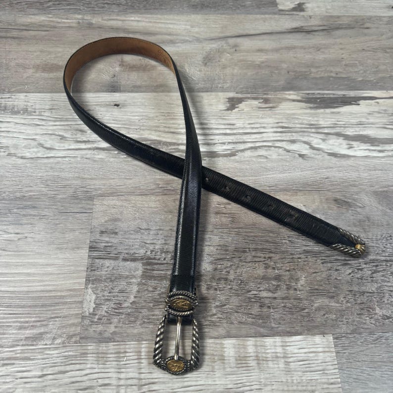 vintage Ceinture western en cuir noir Brighton pour pièces de monnaie vintage Boho Statement Medium image 2