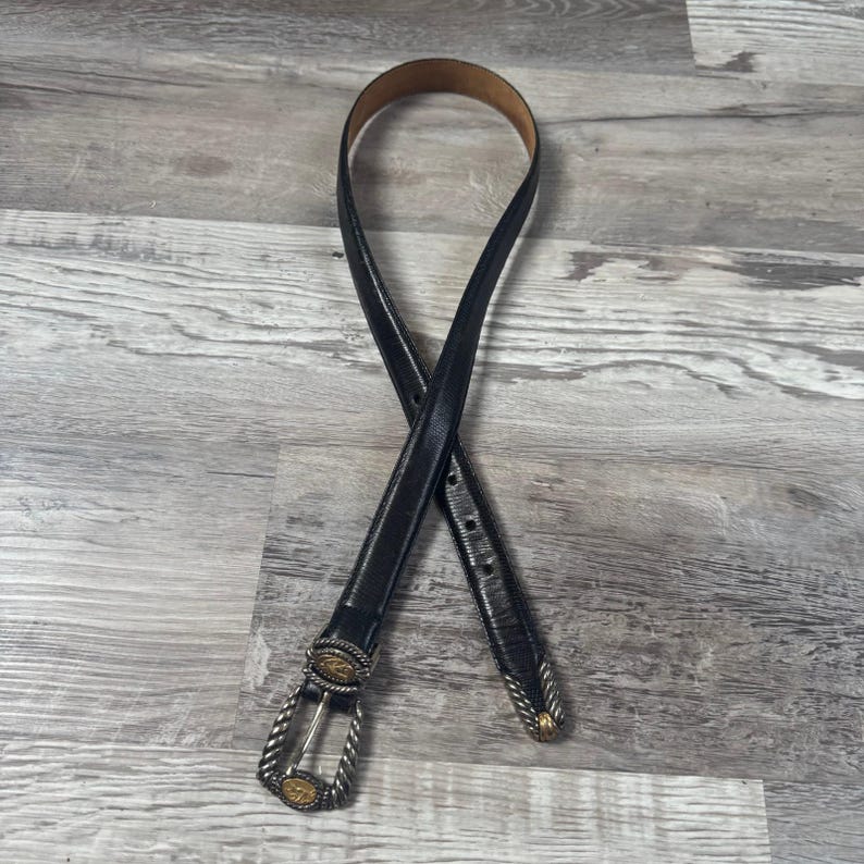 vintage Ceinture western en cuir noir Brighton pour pièces de monnaie vintage Boho Statement Medium image 5