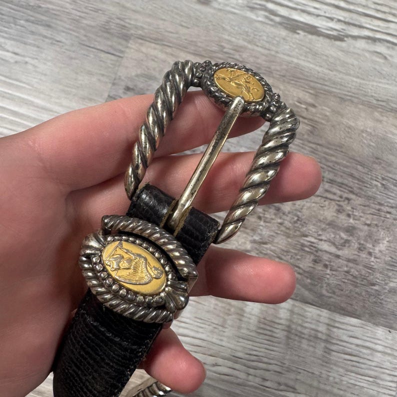 vintage Ceinture western en cuir noir Brighton pour pièces de monnaie vintage Boho Statement Medium image 4