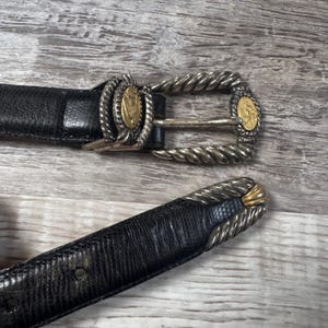 vintage Ceinture western en cuir noir Brighton pour pièces de monnaie vintage Boho Statement Medium image 3