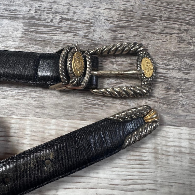 vintage Ceinture western en cuir noir Brighton pour pièces de monnaie vintage Boho Statement Medium image 3