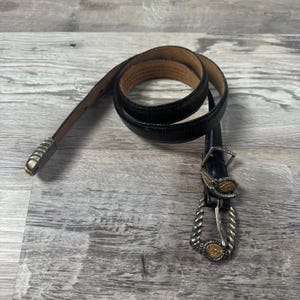vintage Ceinture western en cuir noir Brighton pour pièces de monnaie vintage Boho Statement Medium image 1