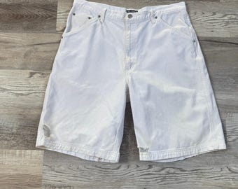Vintage des années 90 Polo Ralph Lauren blanc denim travail shorts Jorts drapeau USA taille 36
