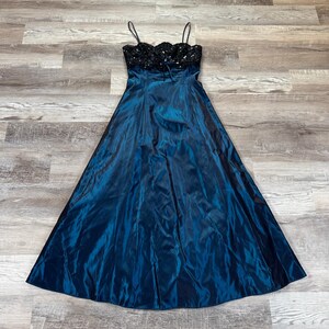 jessica mcclintock prom dresses 1990s 1990s Jessica McClintock Prom Dress Black Tulle Lace Champagne Satin Size 10