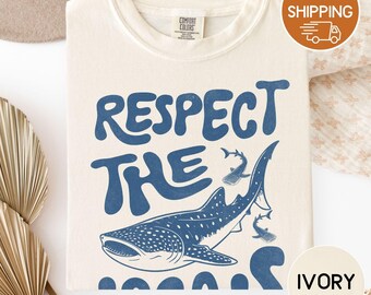 Shark shirt, Respect the local, Whale tee, Comfort Colors Tshirt, Unisex deluxe tee, Size S-4XL