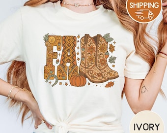 Comfort Colors shirt, Fall, Cowgirl tee, Unisex deluxe Tshirt, Size S-4XL, Pumpkin season