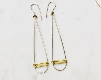 Tear Drop Wire and Bars Earrings