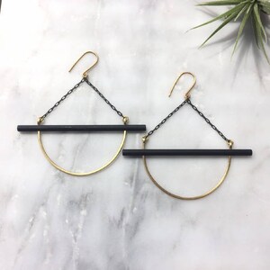 Black and Gold Bar Earrings image 1