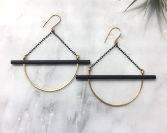 Black and Gold Bar Earrings