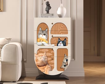 Modern Light Luxury Solid Wood Block Cat Four-Drawer Cabinet Living Room Corner Multifunctional Side Cabinet Wall Storage Cabinet