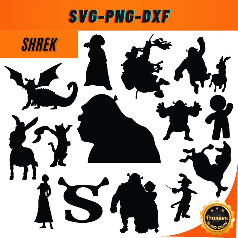 Shrek Vector Design SVG PNG Bundle, Cute Shrek Graphics for DIY ...