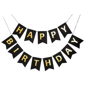 Alles Gute zum Geburtstag Karte Lager Schwarz 1er Pack Fischschwanz Banner Party Dekoration Artikel mit Band Jungen Mädchen Thema Wimpelkette