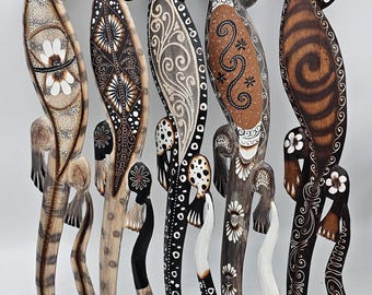 Hand Carved Wooden Lizard | Balinese Painted Gecko Wall Art